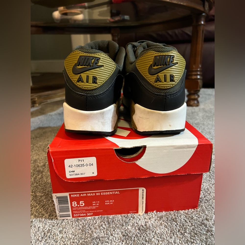 Nike Air Max Men's Olive Green Black White Athletic Shoes - Picture 4 of 6